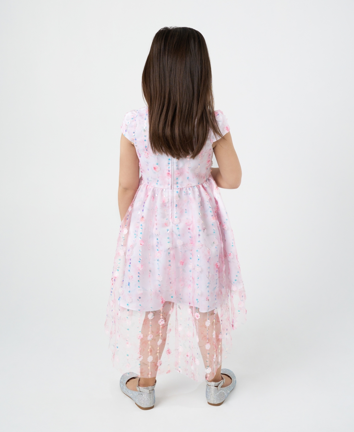 Shop Rare Editions Toddler And Little Girls Floral Mesh With Embroidered Sequin Social Dress In Blush