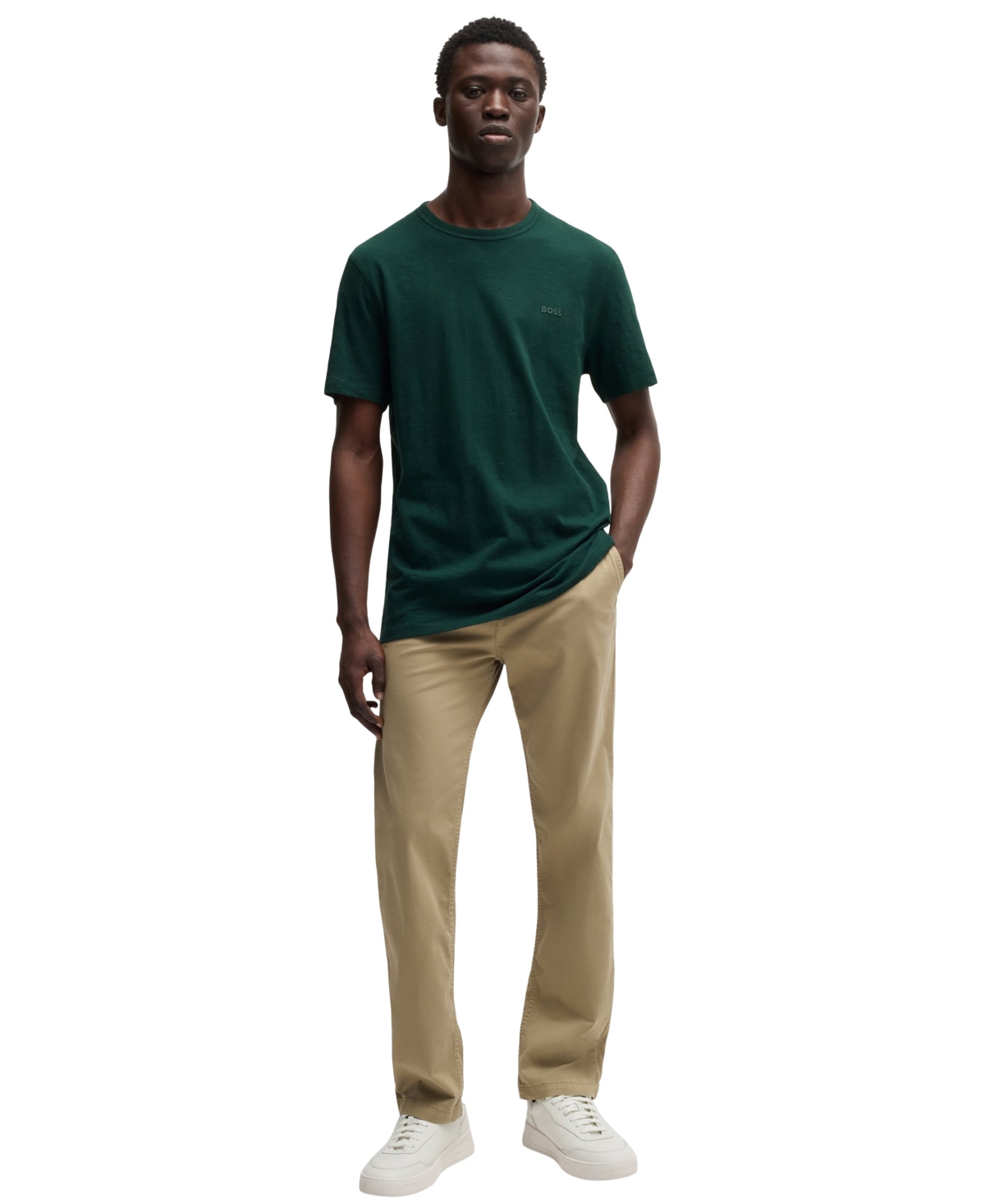 Hugo Boss Boss By  Men's Slub-cotton Logo Detail T-shirt In Open Green