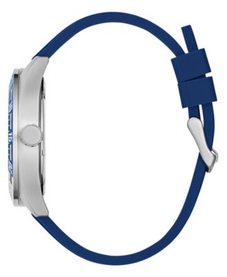 Men's Multifunction Blue Silicone Watch, 44mm