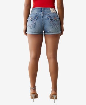 Женские джинсовые шорты Jennie с закатанным подолом и клапанами True Religion от Jennie