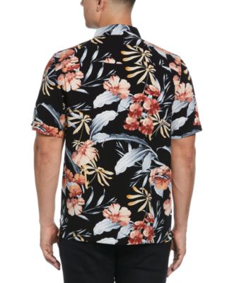 Мужская рубашка Cubavera с коротким рукавом и тропическим цветочным принтом спереди на пуговицах