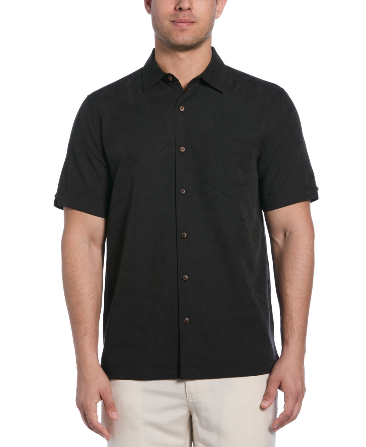 Shop Cubavera Men's Palm Print Short-sleeve Button-down Shirt