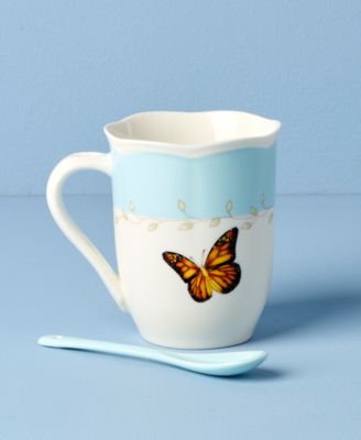 Butterfly Meadow Mugs with Spoons, Set of 2