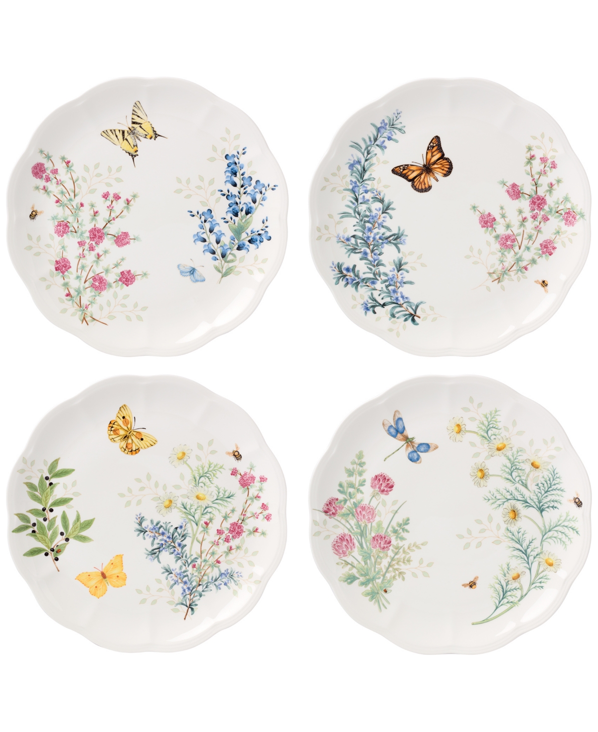 Butterfly Meadow Herbs Dinner Plates, Set of 4 - Multi