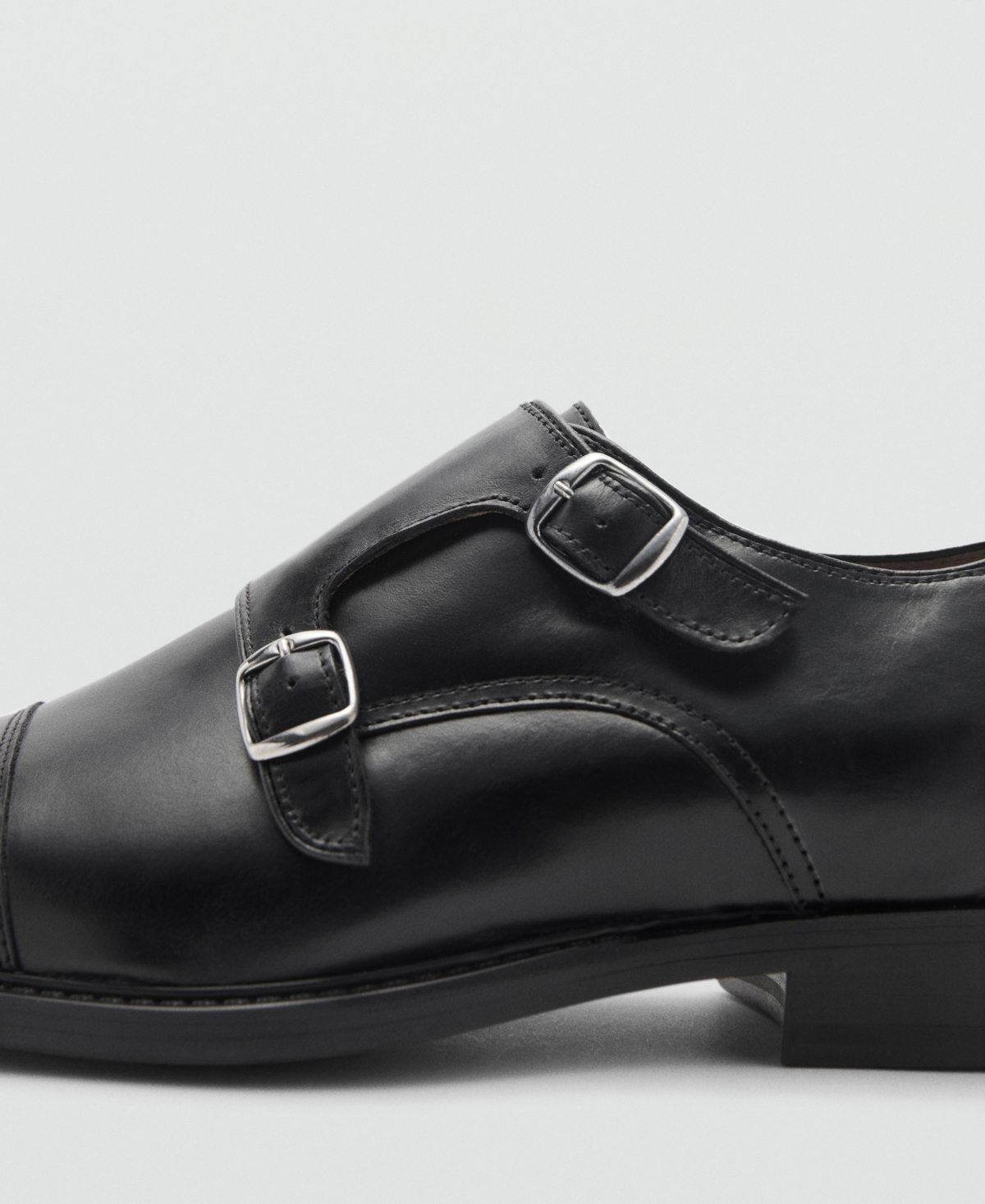 Mango Double Monk Strap Shoe In Black