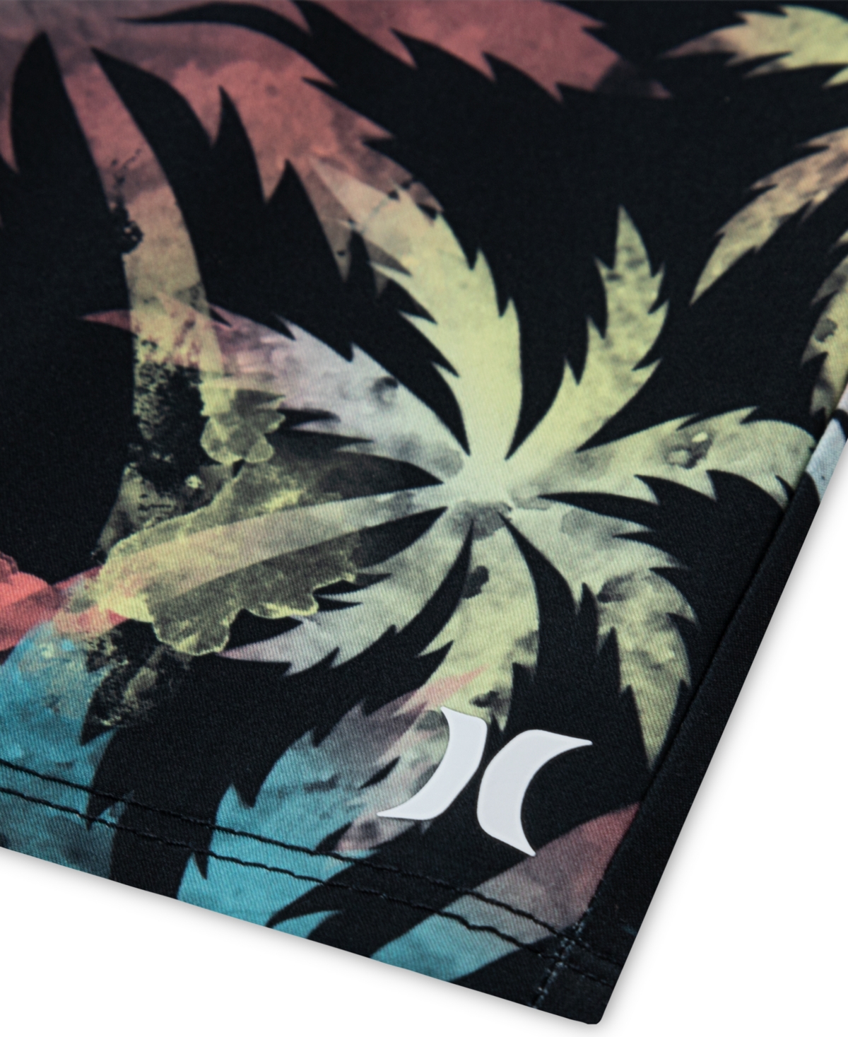 Hurley Two-piece Rashguard Swimsuit In Black Palm