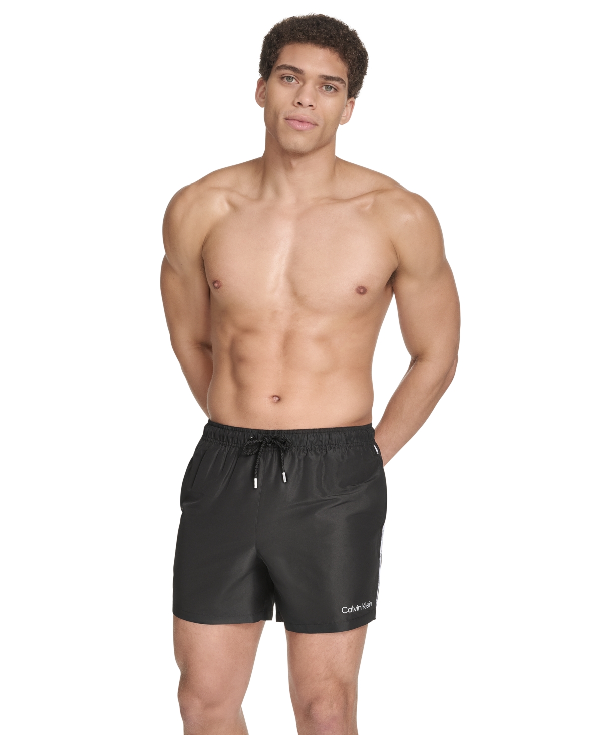 Calvin Klein Men's Floral Swimsuit In Black