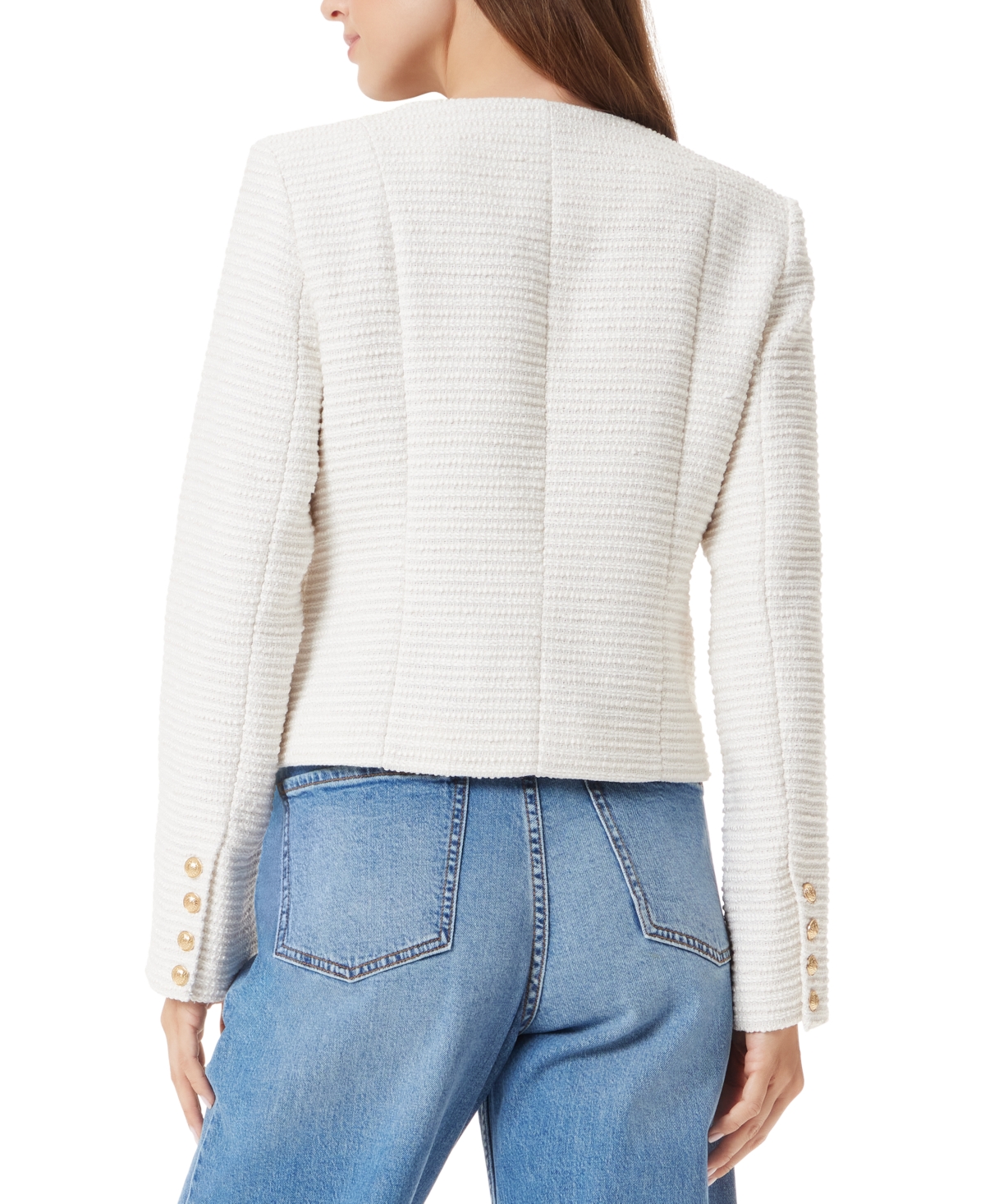 SAM EDELMAN WOMEN'S OLIVE COLLARLESS BOUCLE JACKET 