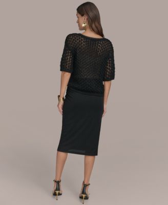 Женский свитер с ажурной строчкой от Donna Karan New York