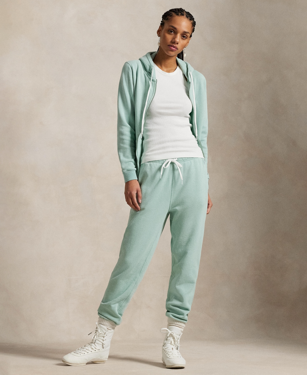 Polo Ralph Lauren Women's Cotton Fleece Full-zip Hoodie Sweatshirt In Essex Green
