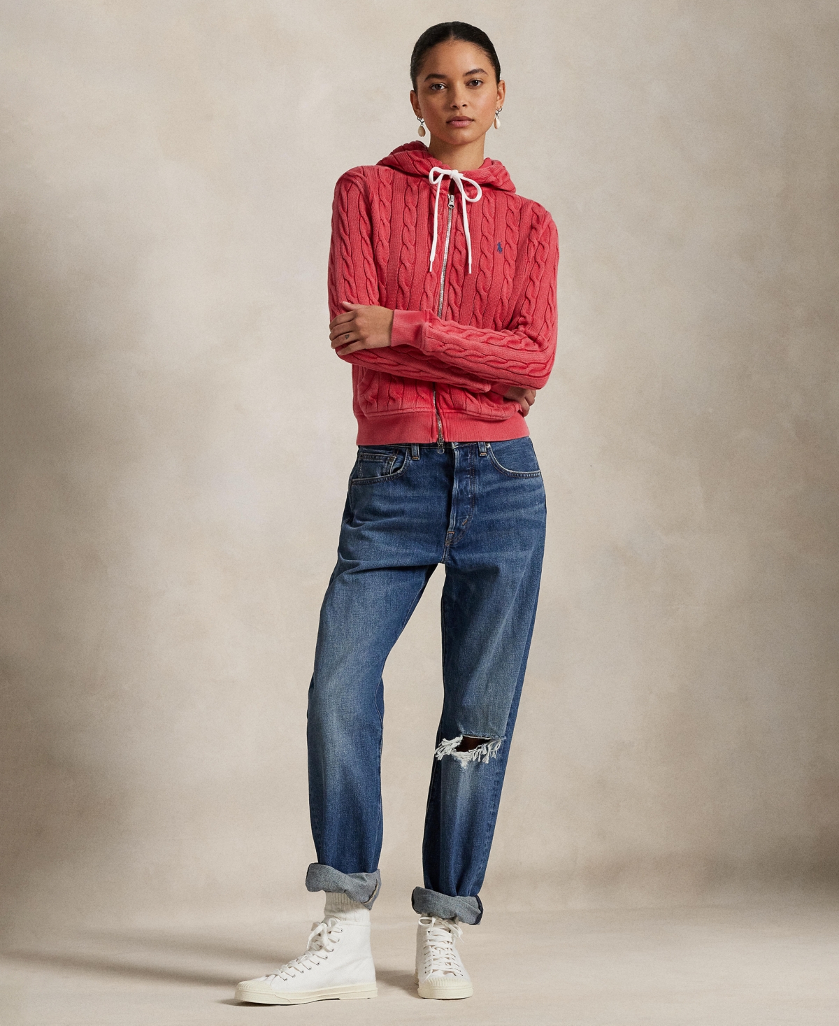 Polo Ralph Lauren Cotton Zip-up Sweatshirt In Red Sky