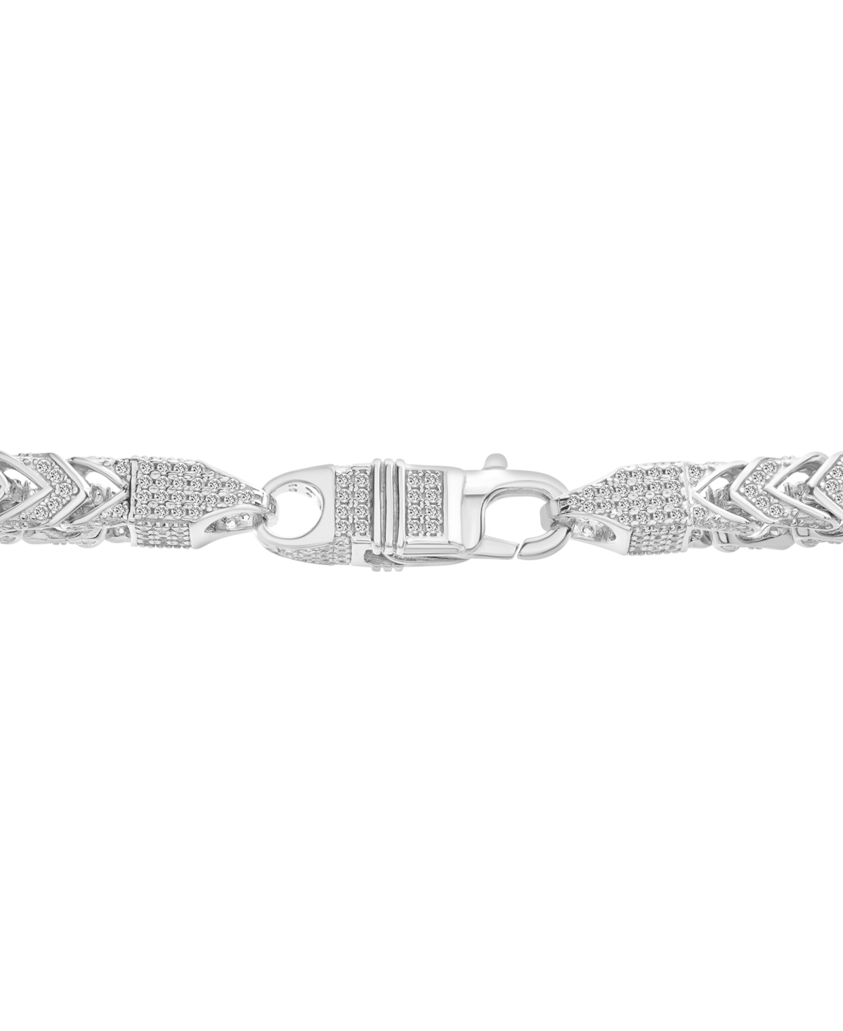 Macy's Men's Cubic Zirconia Franco Link 24" Chain Necklace In Sterling Silver In Silver