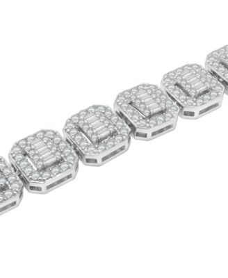 Men's Cubic Zirconia Cushion Bracelet in Sterling Silver