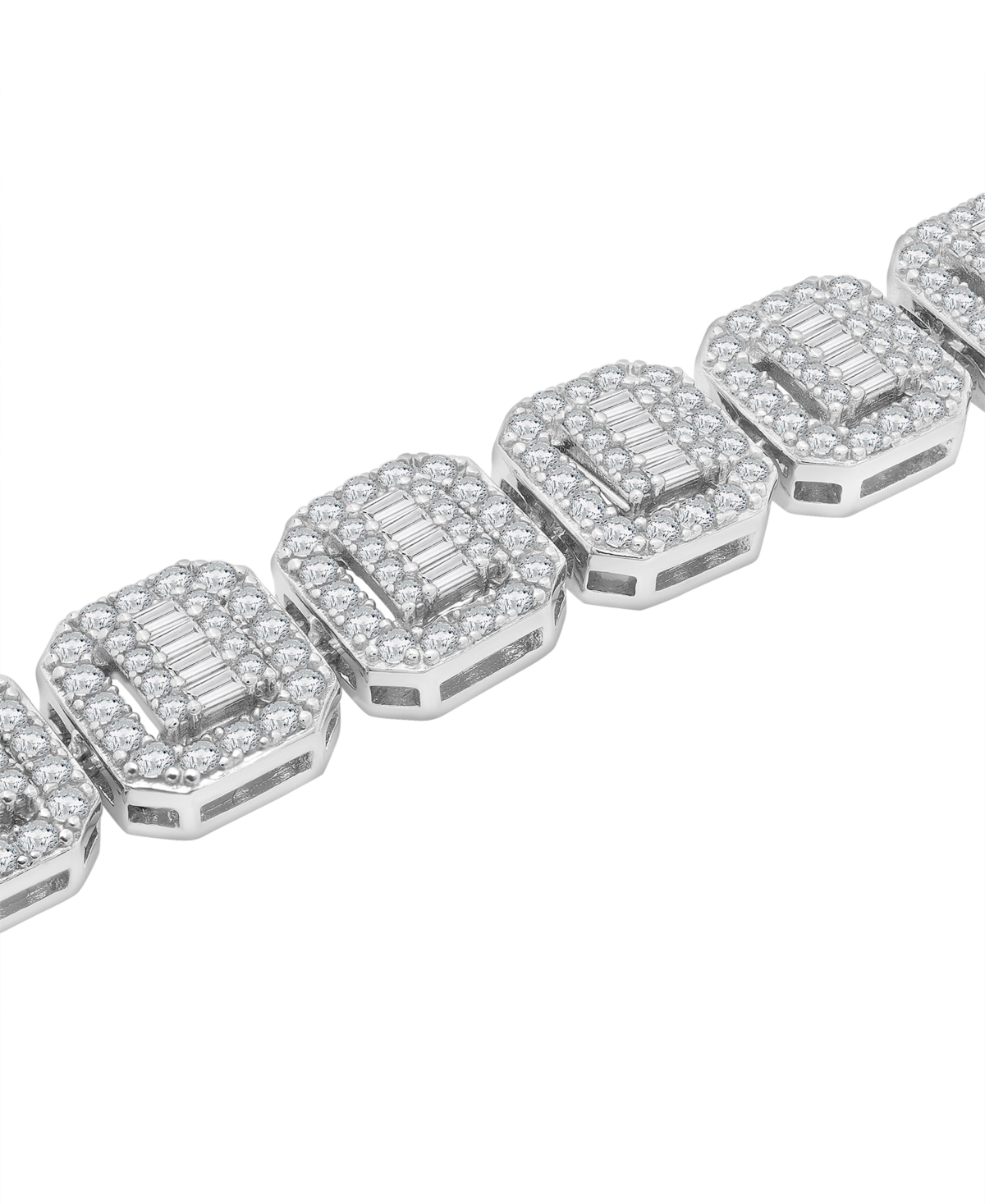 Macy's Men's Cubic Zirconia Cushion Bracelet In Sterling Silver In Silver
