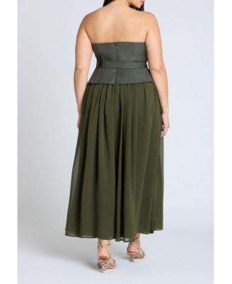 Струящееся макси-платье ELOQUII Plus Размера без бретелек