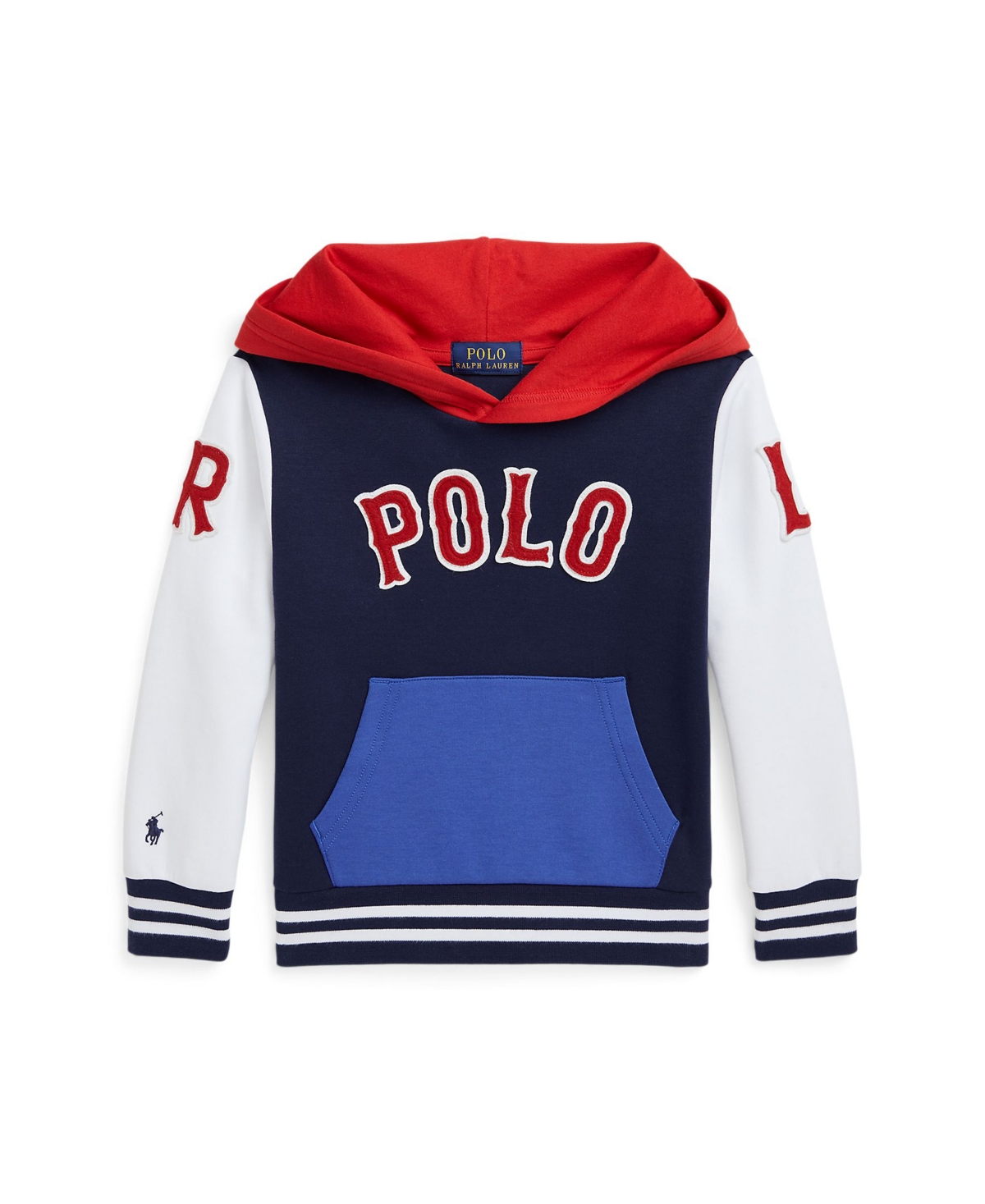 Polo Ralph Lauren Big Boys Baseball-logo Double-knit Hoodie In Refined Navy Multi,c7949