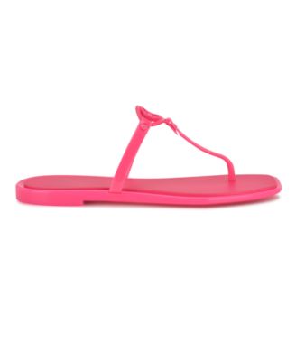 Nine West Women's Dacota T-Strap Square Toe Flat Sandals