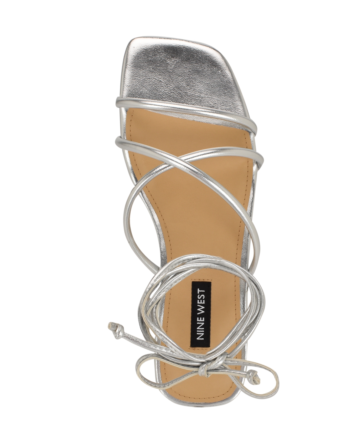 Nine West Mikila Ankle Wrap Sandal In Silver