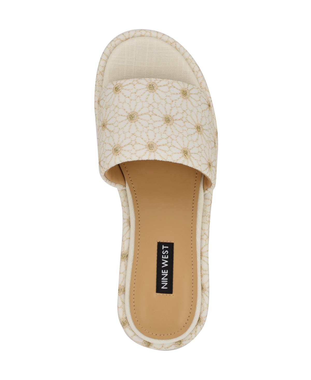 Shop Nine West Women's Copen Slip-on Platform Wedge Sandals In White Lurex Flower