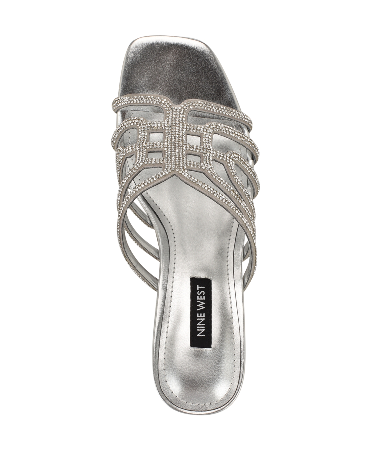 Shop Nine West Women's Grassa Embellished Block Heel Dress Sandals In Silver