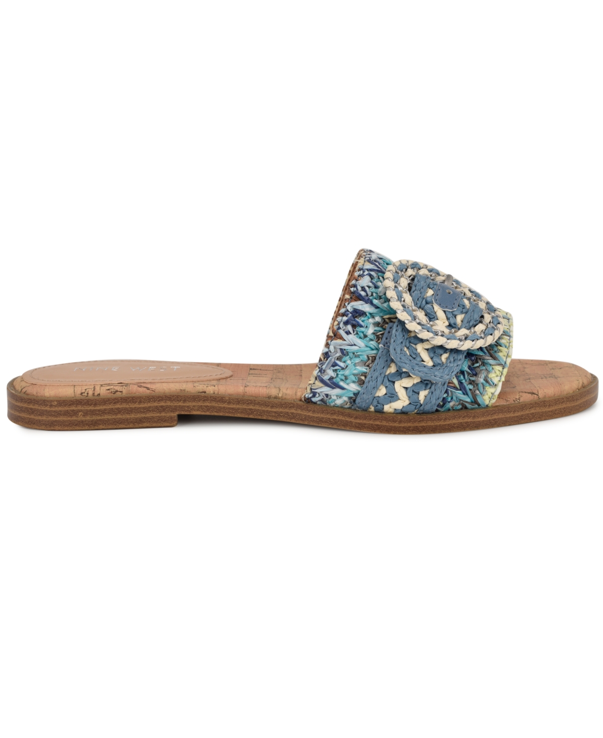 Shop Nine West Women's Poland Woven Slip-on Flat Sandals In Blue Multi