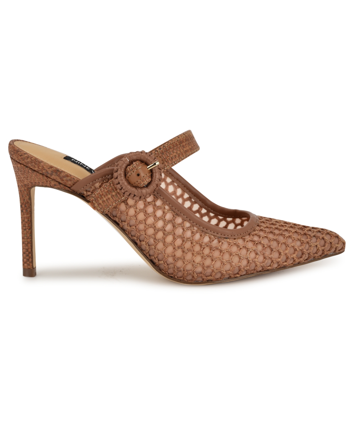 Shop Nine West Women's Rondel Buckle Strap Slip-on Pumps In Brown