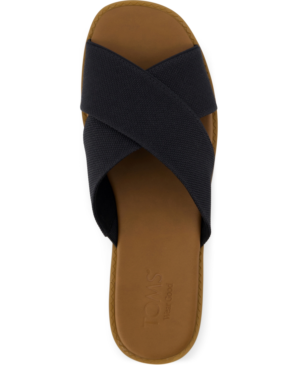 Toms Mae Crisscross Slide Sandal In Black Heavy Canvas