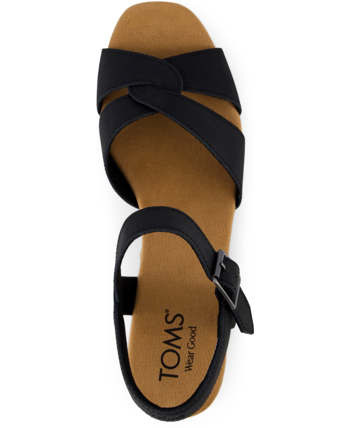Shop Toms Women's Isla Open Toe Wedge Sandals In Black Leather