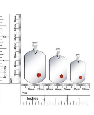 Medical ID Dog Tag Steel Pendant Necklace 20" Chain