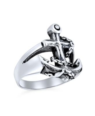 Ring Nautical Anchor Band Oxidized .925 Sterling Made in Turkey