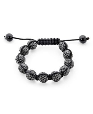 Black Blue White Gold Tone Strand Bracelet with Pave Crystal Disco Ball