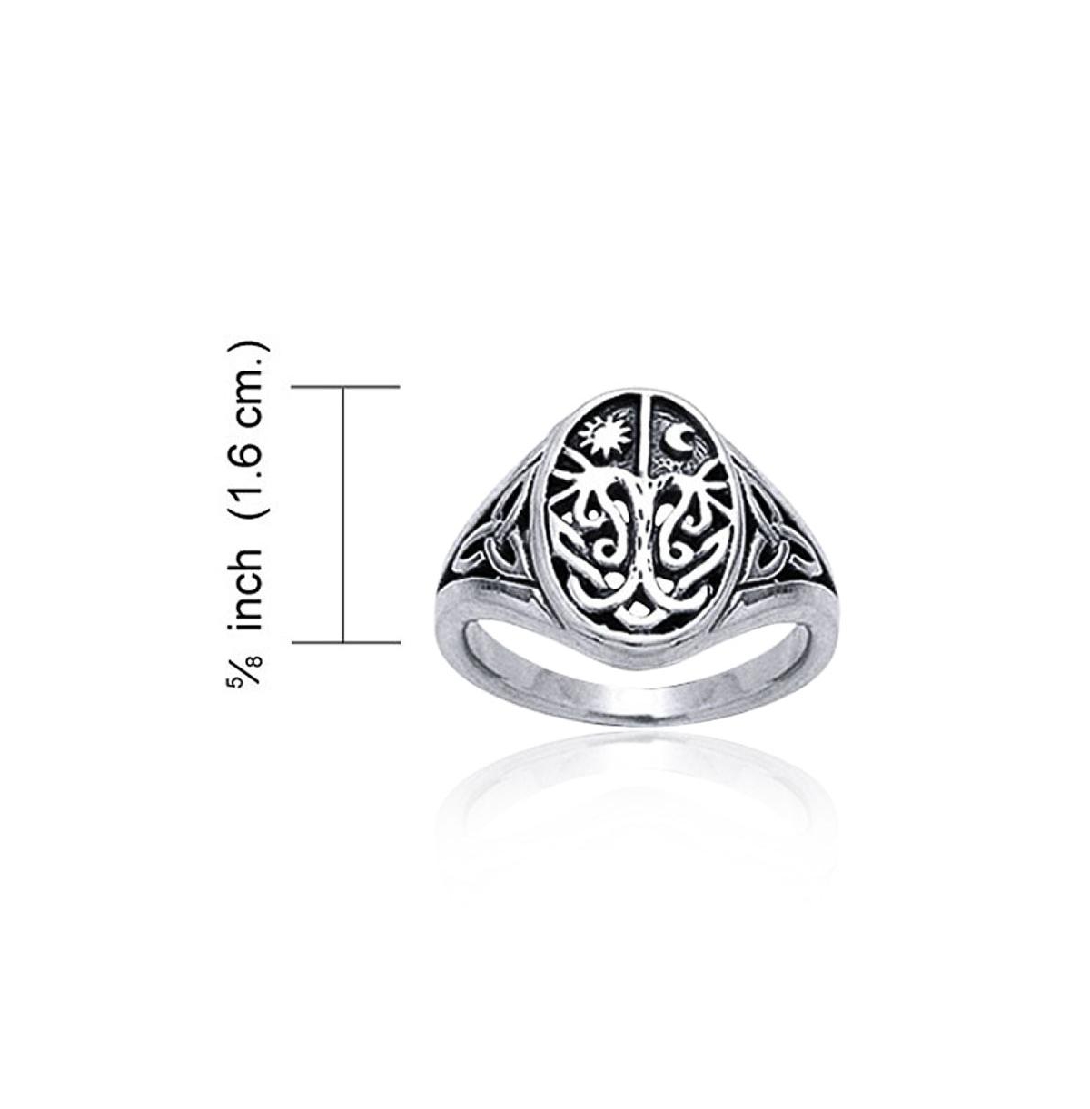 Bling Jewelry Celestial Celtic Sun Moon Tree Of Life Signet Silver Ring Antique Style Sterling