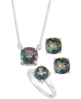 Mystic Topaz Pendant Necklace, Stud Earrings and Ring Box Set (8-2/3 ct. t.w.) in Sterling Silver 
