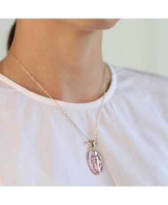 Our Lady Of Guadalupe Virgin Mary Pendant Necklace Gold Plated Brass Medallion