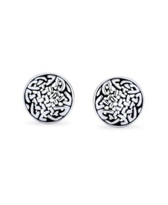 Viking Celtic Knot Stud Earrings in Oxidized Sterling Silver