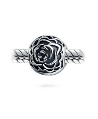 Блестящие ювелирные изделия Bloom Цветочная роза Застежка-распорка Шарм Окисленный Серебряный Европейский браслет