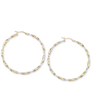 image of Twisted Hoop Earrings in 14k Gold and White Vermeil