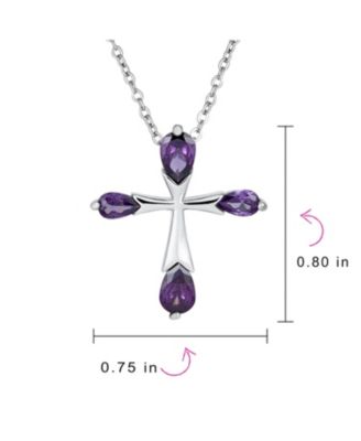 Clear Cubic Zirconia CZ Teardrop Tips Cross Necklace Pendant .925 Sterling