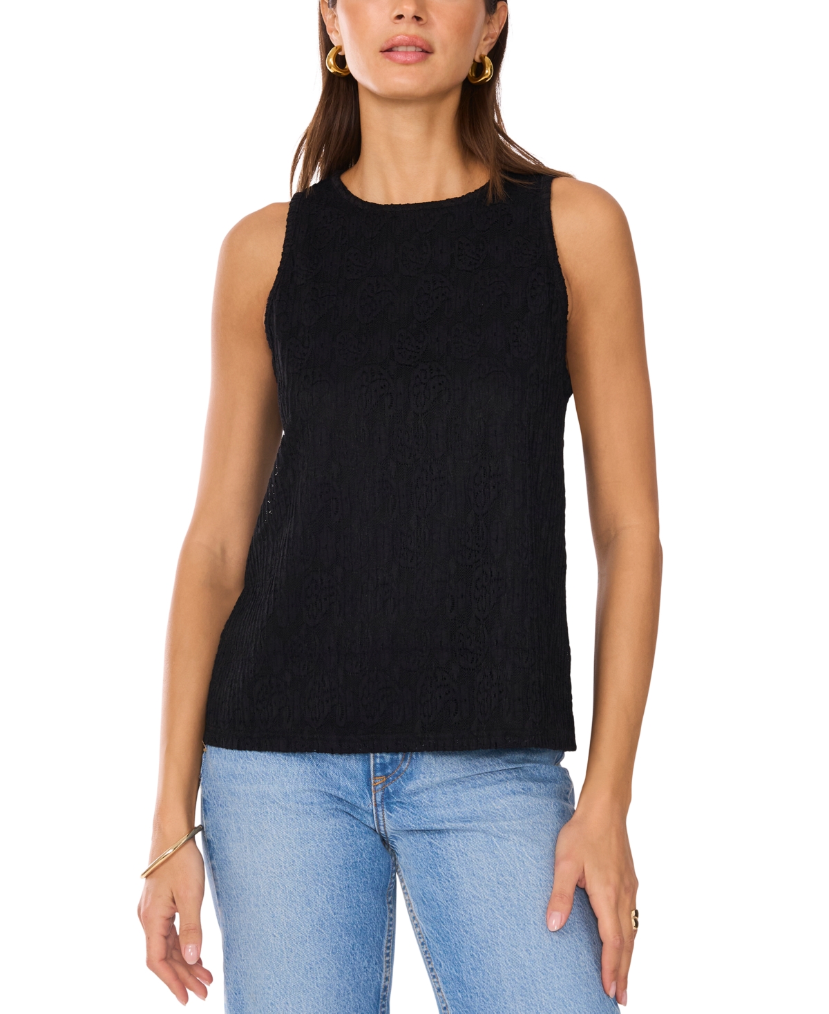 VINCE CAMUTO WOMEN'S SLEEVELESS ROUND-NECK TOP 