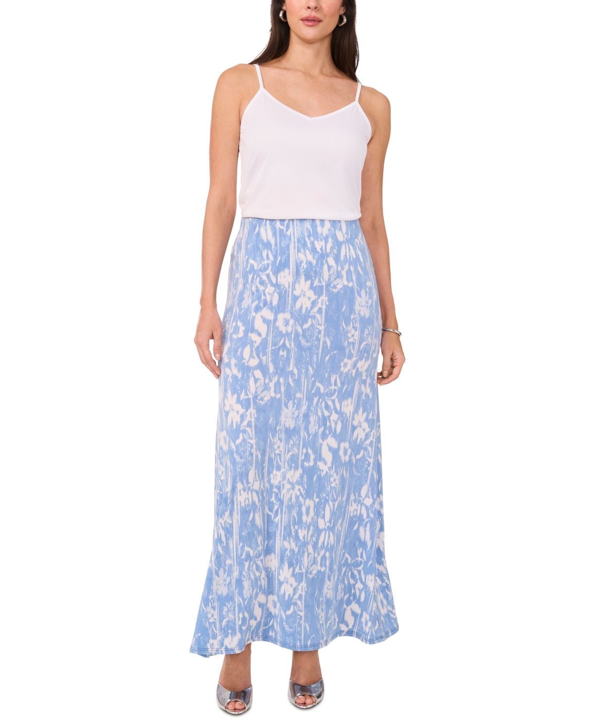 Vince Camuto Women's Abstract-print A-line Maxi Skirt In Lake Breeze
