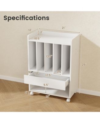 Rolling Turntable Stand with Drawer and Vinyl Storage for Living Room or Bedroom