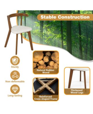 Wood Dining Chair Set of 2 with Padded Seat and Curved Back