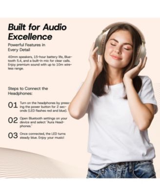 GabbaGoods Aura Over Ear Bluetooth Noise Reduction Headphones