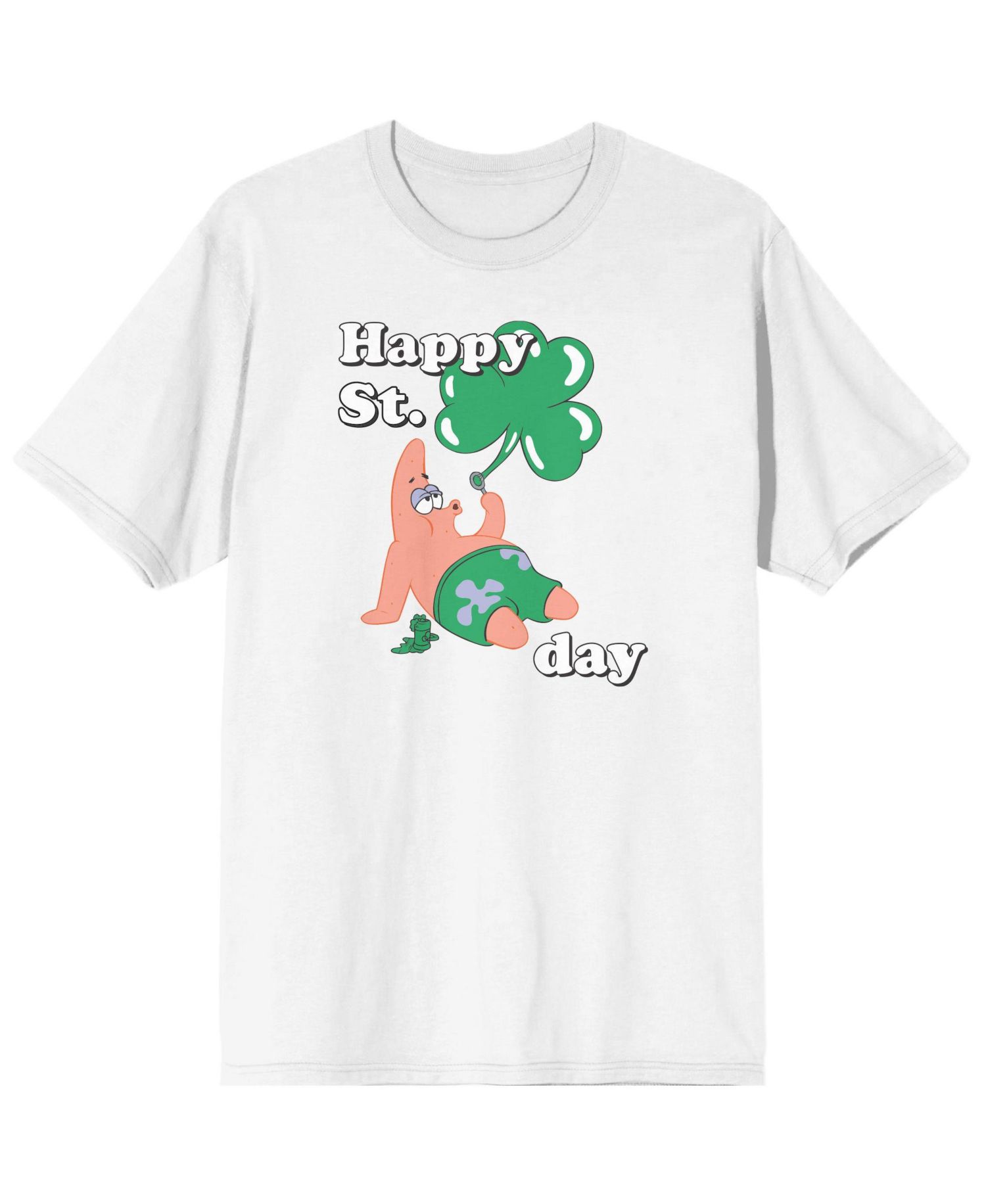 Men's St. Patricks Day Patrick Star White Graphic Tee - L