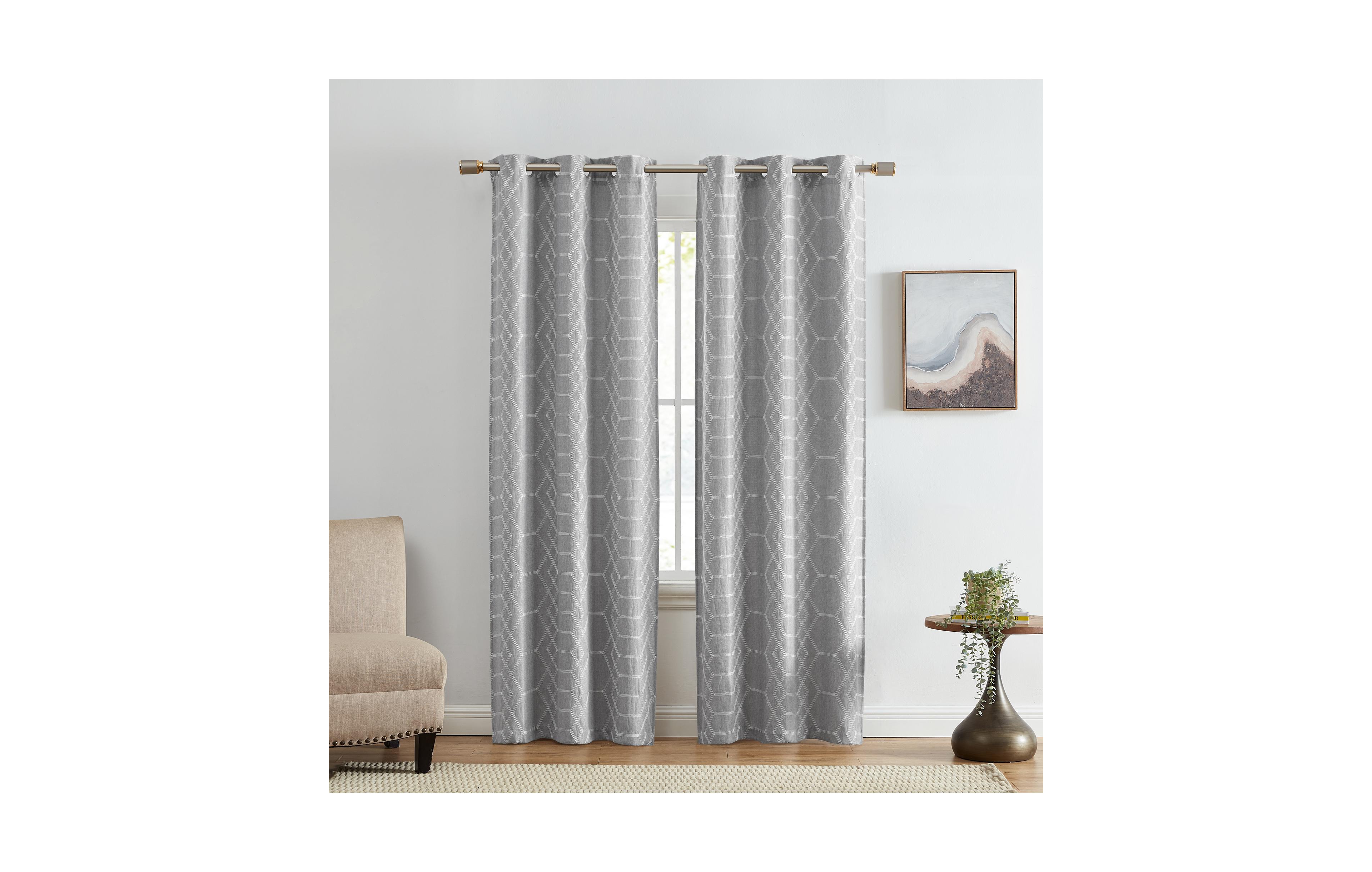 Elrene Home Fashions Kendal Geometric Embroidered Blackout Window Curtain Panel