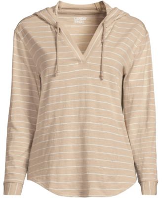 Women's Long Sleeve Slub Hooded Popover