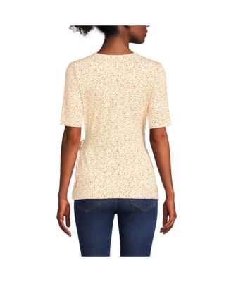 Женская блузка из легкого джерси с боковым галстуком и рукавом до локтя Lands' End для женщин