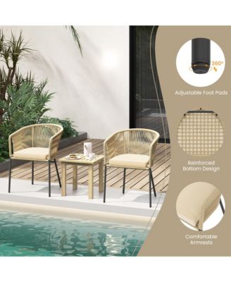 Patio Chairs Set of 4 Upholstered Accent Chairs w/ Curved Backrest Seat Cushion