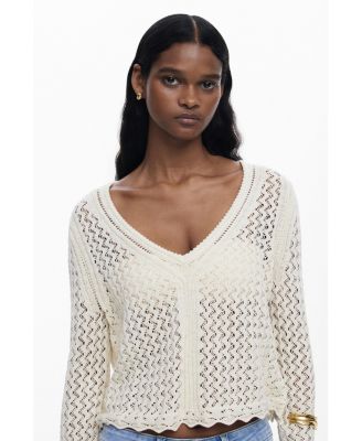 Women's Cropped openwork sweater