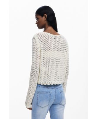 Women's Cropped openwork sweater